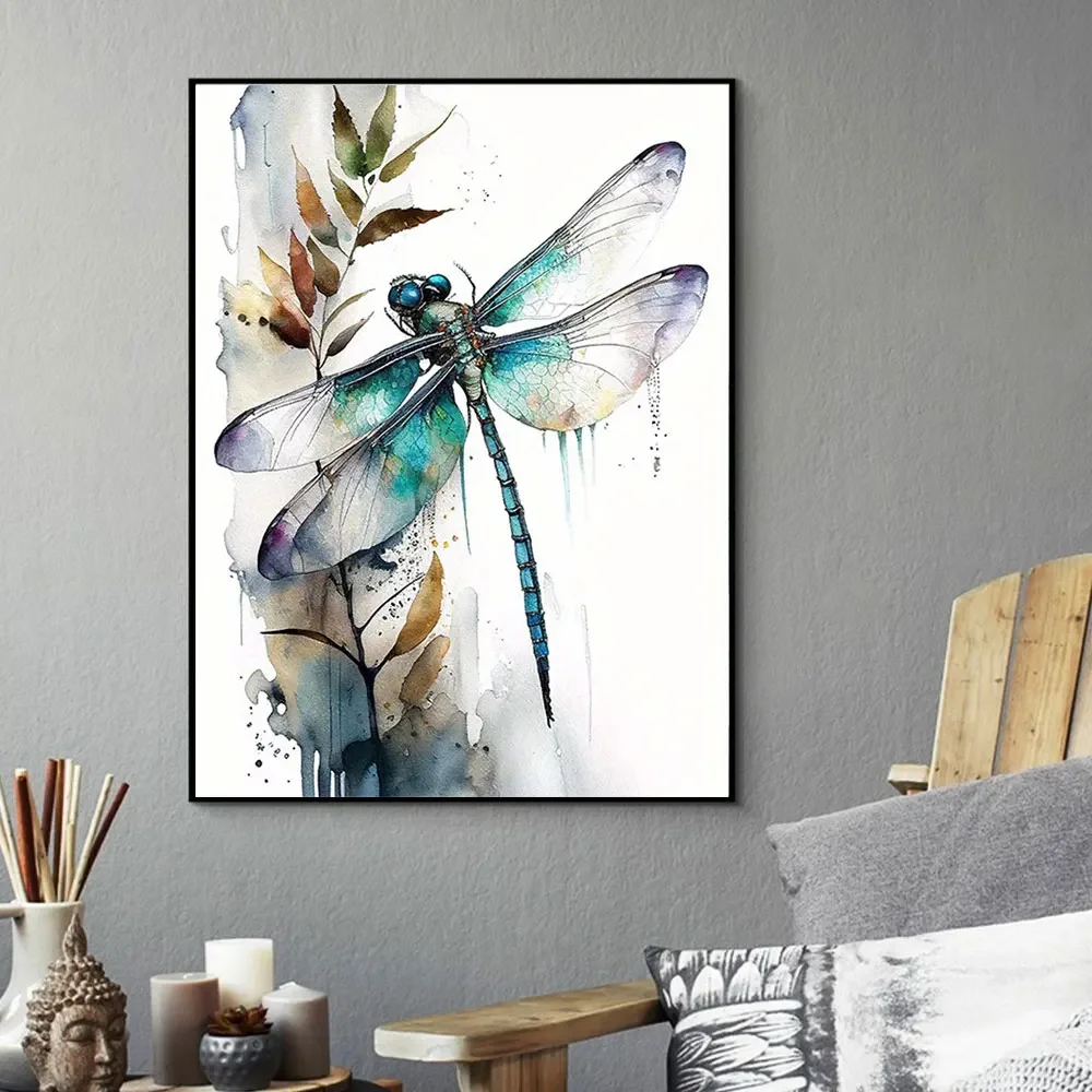 1pc frameless Canvas Painting Dragonfly Canvas Scrawl Painting Coloured Drawing Posters High-definition Prints Wall Artwork Pict