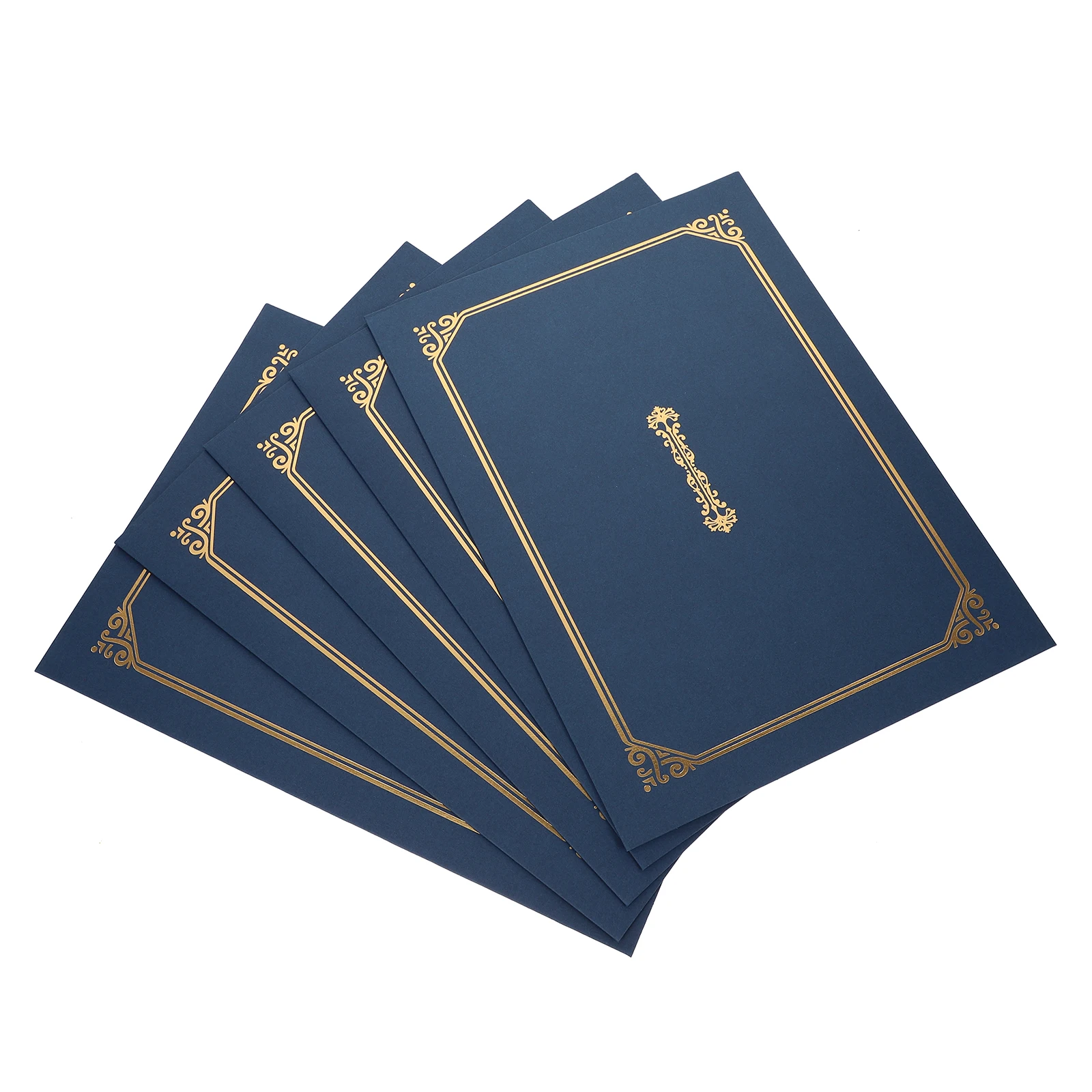 

5 pcs Certificate Blue Diploma Holders Gold Foil Graduation Diplomas Paper Covers Document Holders Paper Shells Folder