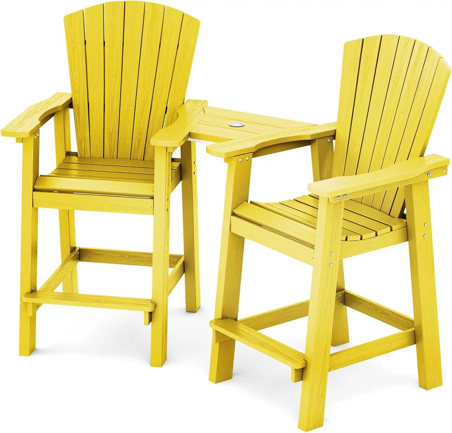 

Tall Adirondack Chair Set of 2, High Airondack Chair with Wood Grain for Balcony, Lemon