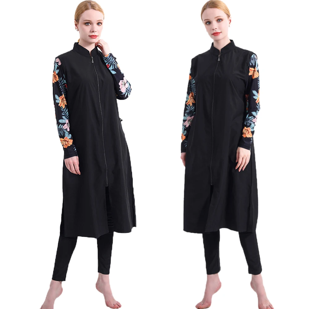 

3PCS Muslim Modest Burkini Swimwear Abaya Swimsuit For Women Abayas Hijab Islamic Long Sleeve Full Cover Ups Swimming Suit Swim