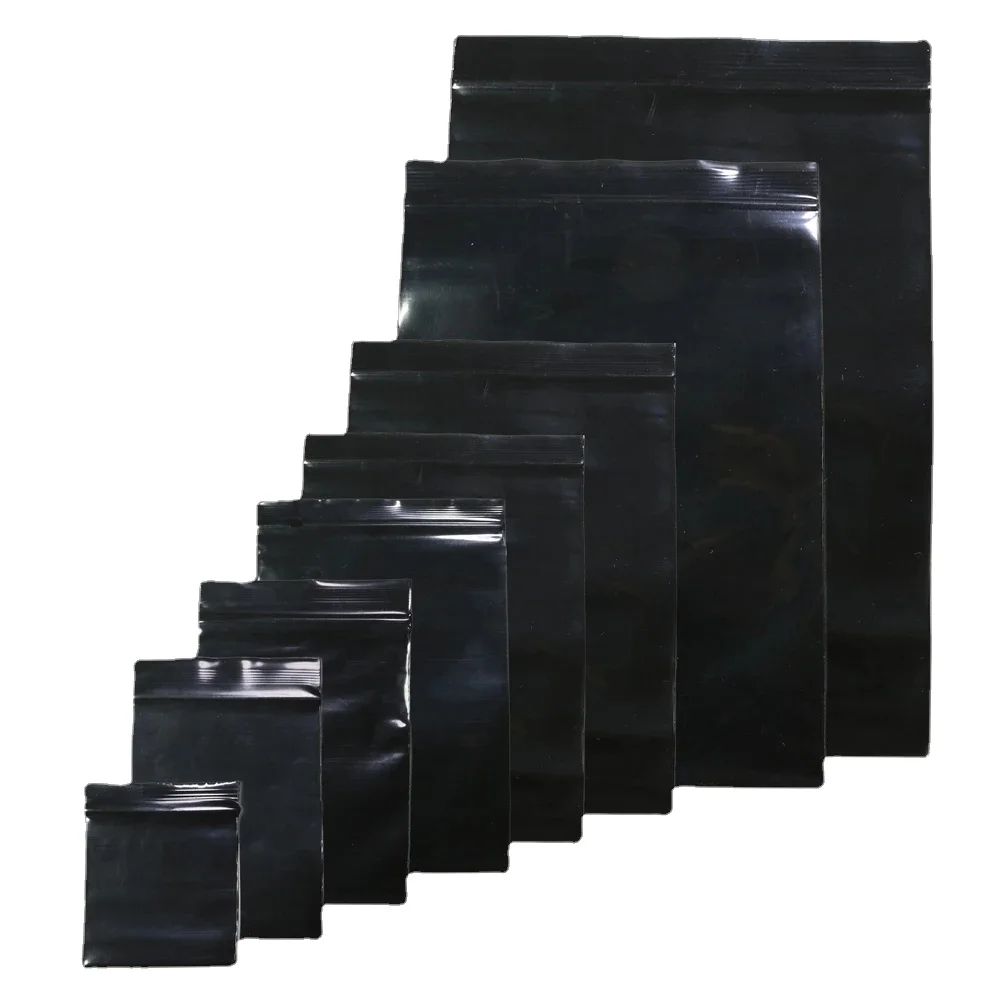 100pcs Multi Sizes Reclosable Poly Ziplock Package Pouches Black Heat Sealing Zip Lock Plastic Storage Bags