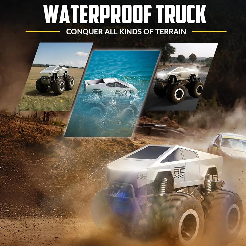 1:16 Rc Monster Truck Amphibious Water & Land All-Terrain Off-Road Vehicle With Shock Absorption High Grip Tires Best Gift Toys