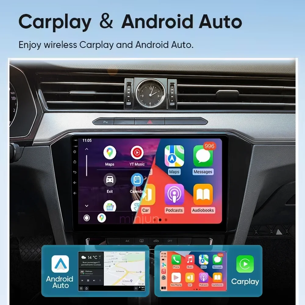 أندرويد 14 السيارات Carplay ل Volkswagen Tiguan 1 NF 2006 2007 2008 - 2016 راديو Coche Reproductor الوسائط المتعددة كوالكوم إنفينيت
