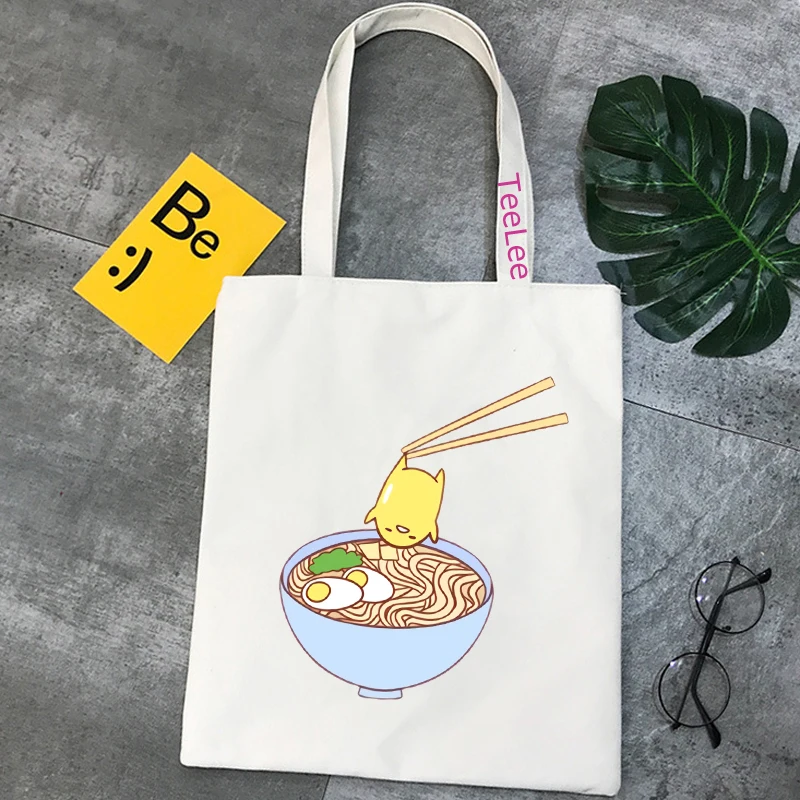 Japanese Ramen print shopper bag casual large capacity canvas bag fashion Harajuku Cartoon Ulzzang zipper women shoulder bags