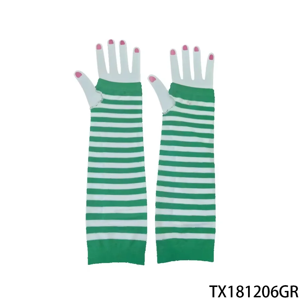 PESENAR Guanti senza dita a righe verdi e bianche per il giorno di San Patrizio - Accessorio novità per il festival irlandese