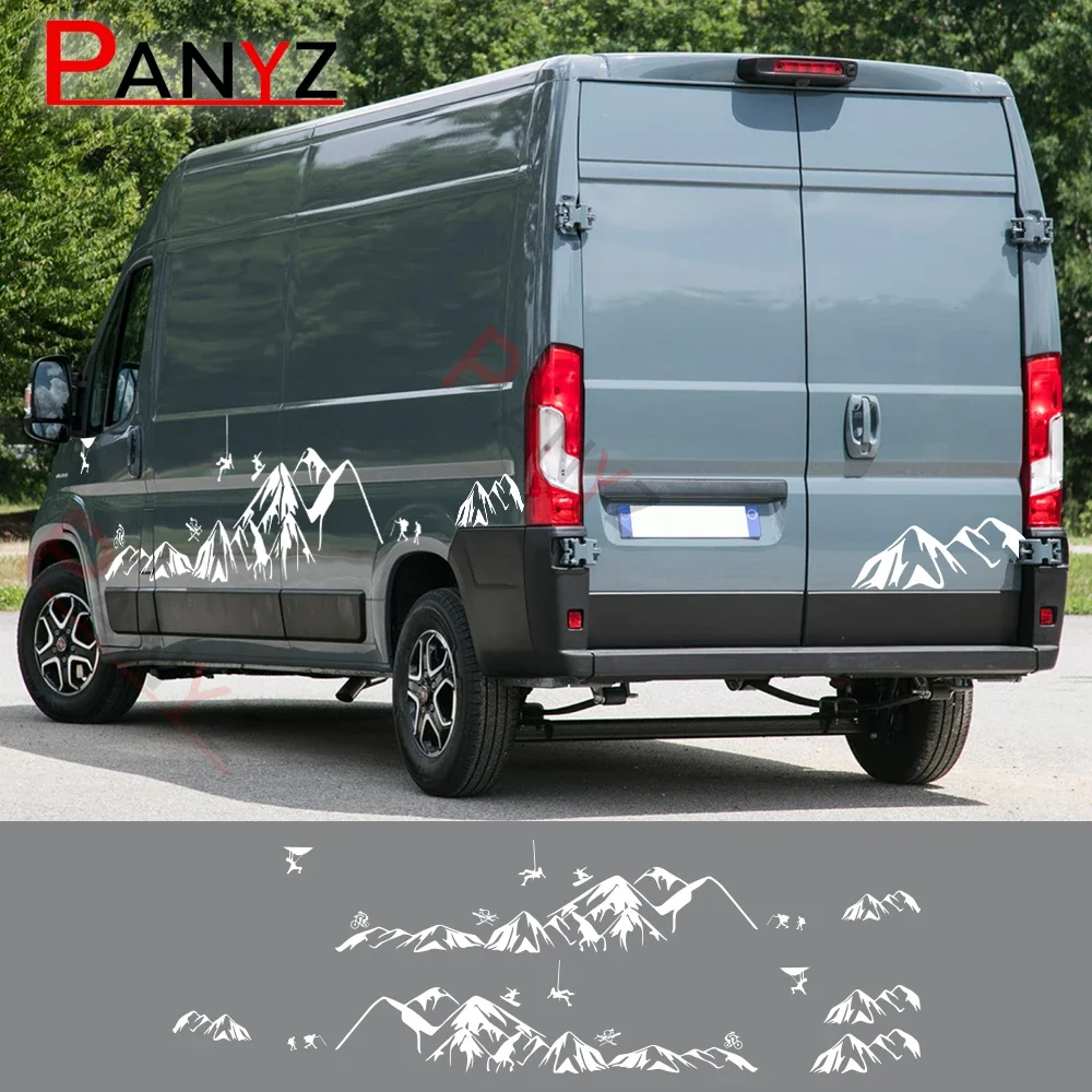 فان الجسم ملصقات جانبية سيارة تخييم الرسومات تسلق الجبال ديكور الشارات لشركة فيات Ducato بيجو الملاكم سيتروين البلوز متنقل