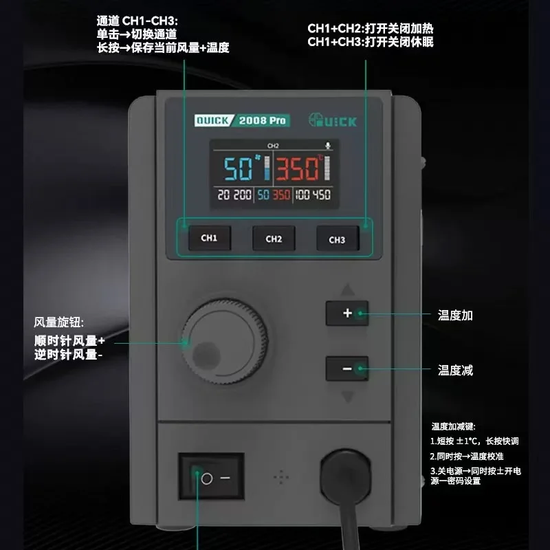 محطة إعادة العمل السريعة 2008 Pro مع الهواء الساخن - التحكم في الزناد بدون عبور، مسدس الهواء، حماية من الهواء البارد #1