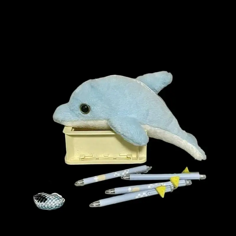 

1 шт. милый плюшевый пенал в виде дельфина/акулы для школьных принадлежностей, кавайная кукла, сумка для хранения, пенал для ручек, для школы