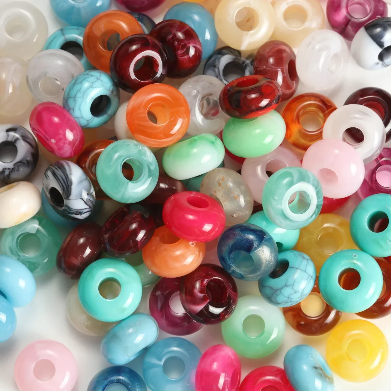100Pcs/Lot 14×7mm Big Hole Abacus Beads Charms Handmade Spacer Beads DIY Necklace Bracelet  Clothing Crafts Accessories