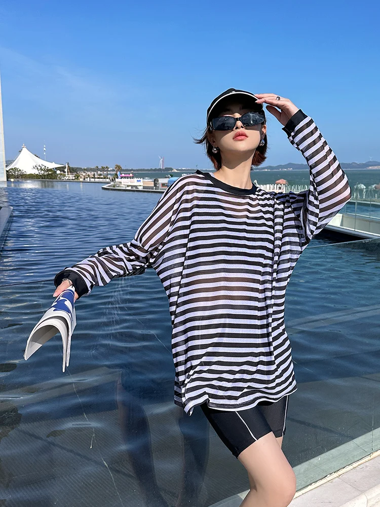 

Women's Two-Piece Swimsuit Five-Quarter Length Long Sve Swimming Costume plus Size Cover-Up Summer New Arrival