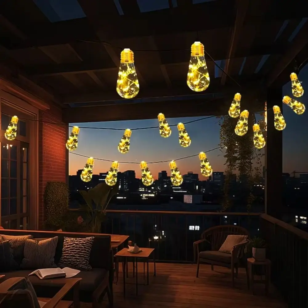 Waterproof Solar String Lights Bulb Lights Shatterproof Bulbs Outdoor String Lights Vintage Design Solar Powered