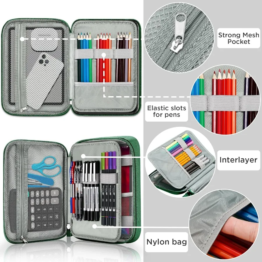 Aufbewahrungstasche mit großem Fassungsvermögen für Markierungsstifte, Federmäppchen, einfache Schreibwarentasche, Box, Kunstwerkzeug, Skizzen-Aufbewahrungslösungen, ideal für Bul