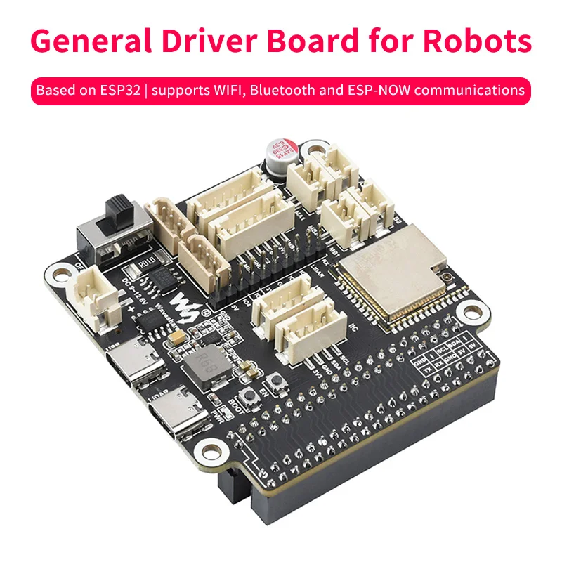 General Driver Board for Robots Based on ESP32 Supports WIFI BT ESP-NOW Communications Compatible With Raspberry Pi Jetson Nano