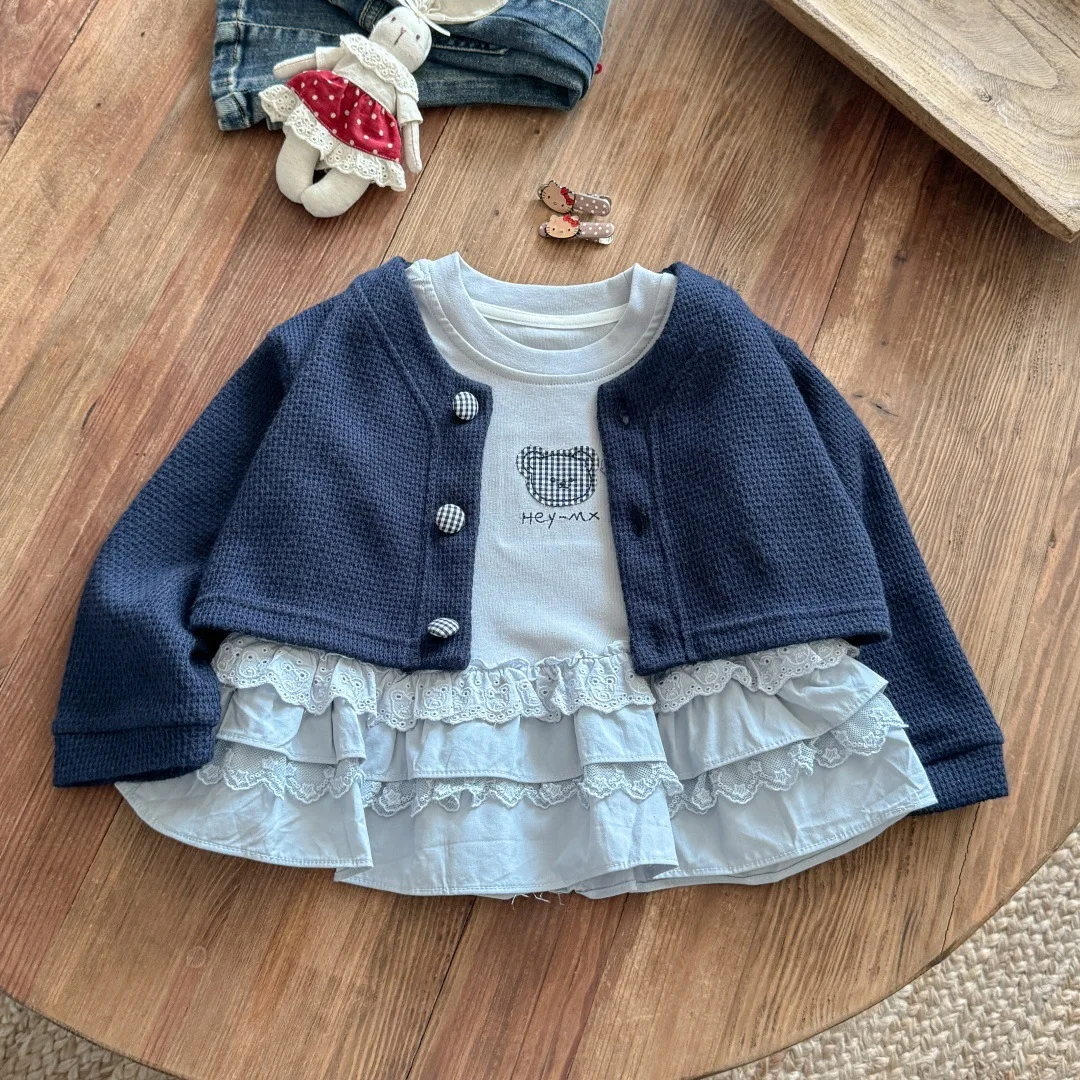 

Patchwork Ruffled Top And Sweater Jacket Set - New Autumn Collection Women's Fashion Outfit