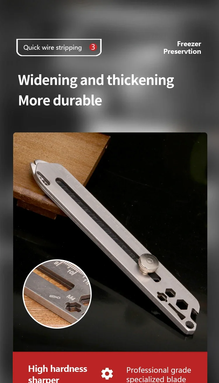 10-in-1-Allzweckmesser, multifunktionales Hochleistungsmesser aus Edelstahl zum Abisolieren von Draht, vollmetallverdicktes Tapetenmesser, Ea – Detail 5