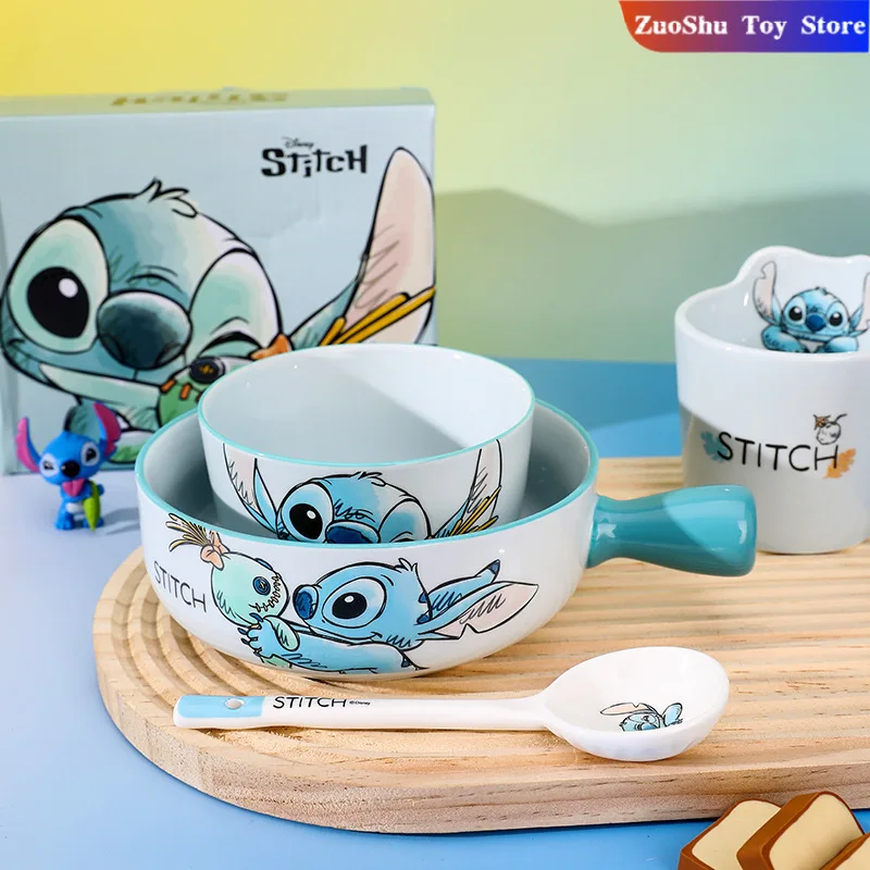 Piring Makan Mangkuk Salad Jahitan Piring Keramik Rumah Tangga Peralatan Makan Tahan Mangkuk Nasi Gaya Lucu Cangkir Air Anak-anak Mug Kopi