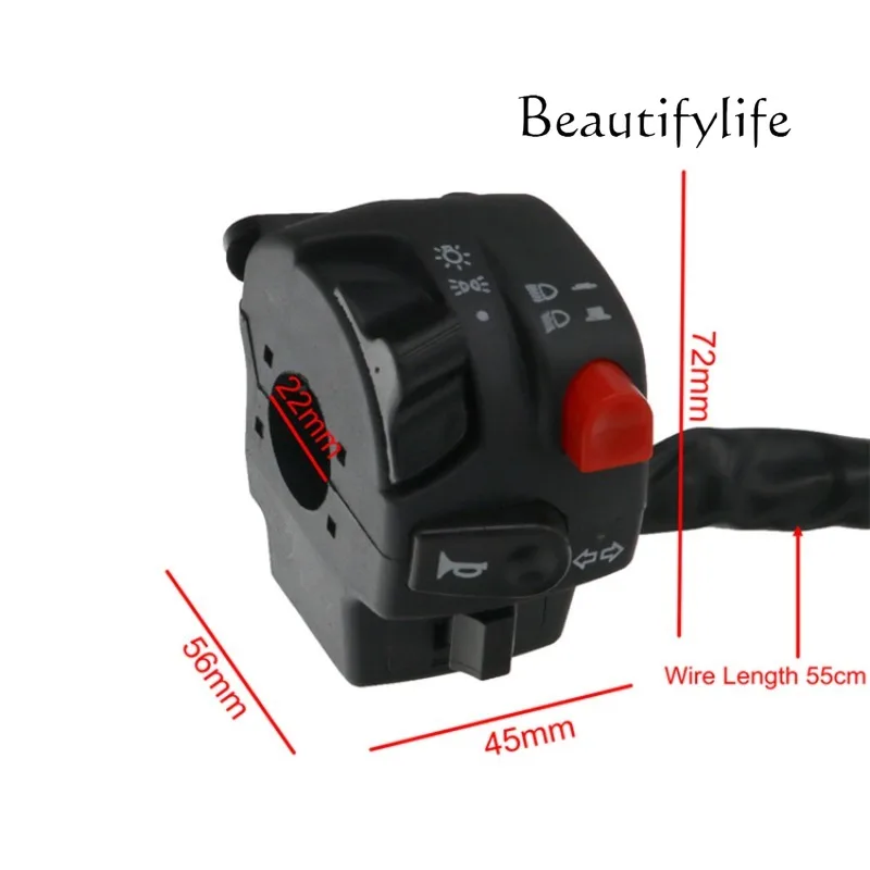 YJ Motorcycle 22mm Bore Handlebar Combination Switch 5 Function Multi Function Modified Control Assembly