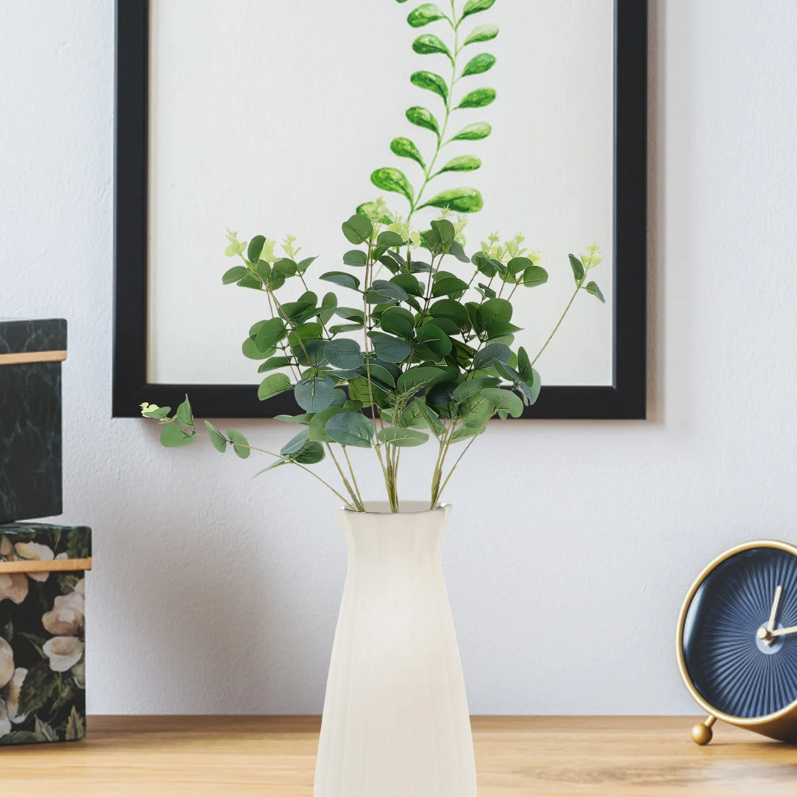 

Eucalyptus Leaf Artificial Stems Faux Leaves Fake Plant Farmhouse Party Centerpiece Home Decor Vase Floral Arrangement Faux