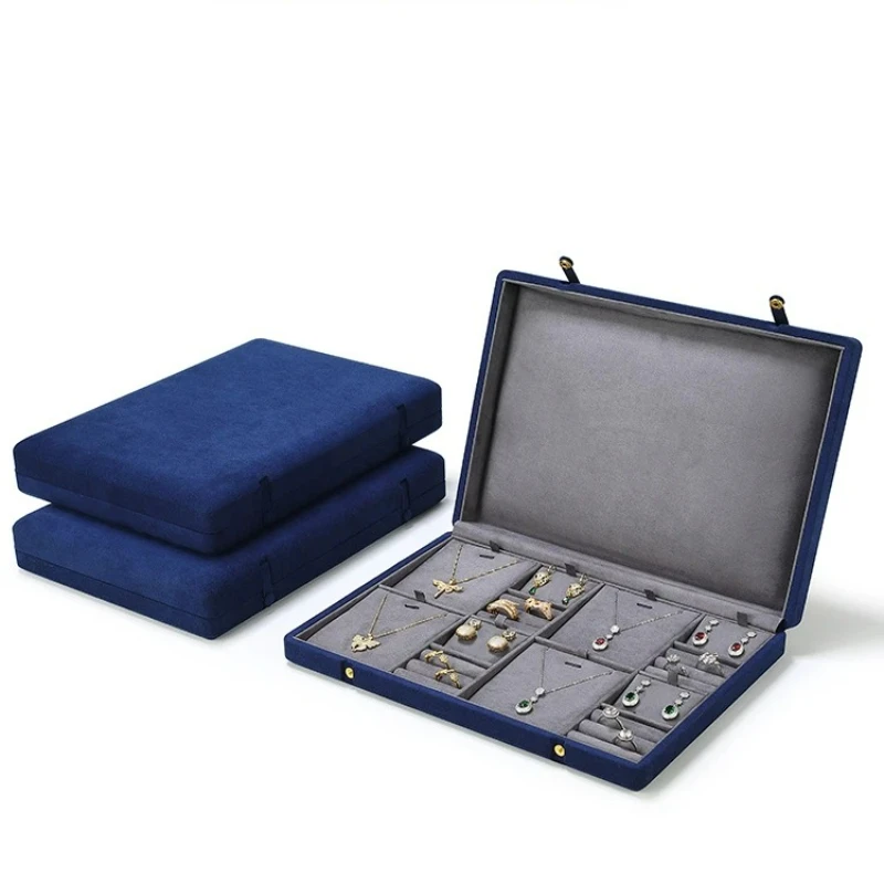 

Blue jewelry box, anti oxidation bead treasure box, earrings, necklace, ring, hand jewelry storage box