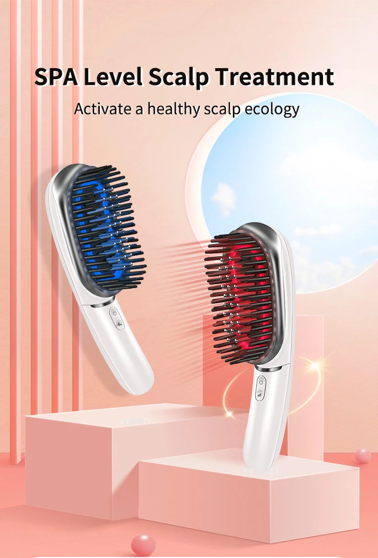 Best Selling 2025 Electric Hair Scalp Massager Microcurrent Anti Hair Loss Infrared Comb Handheld Laser Brush USB Eco-friendly