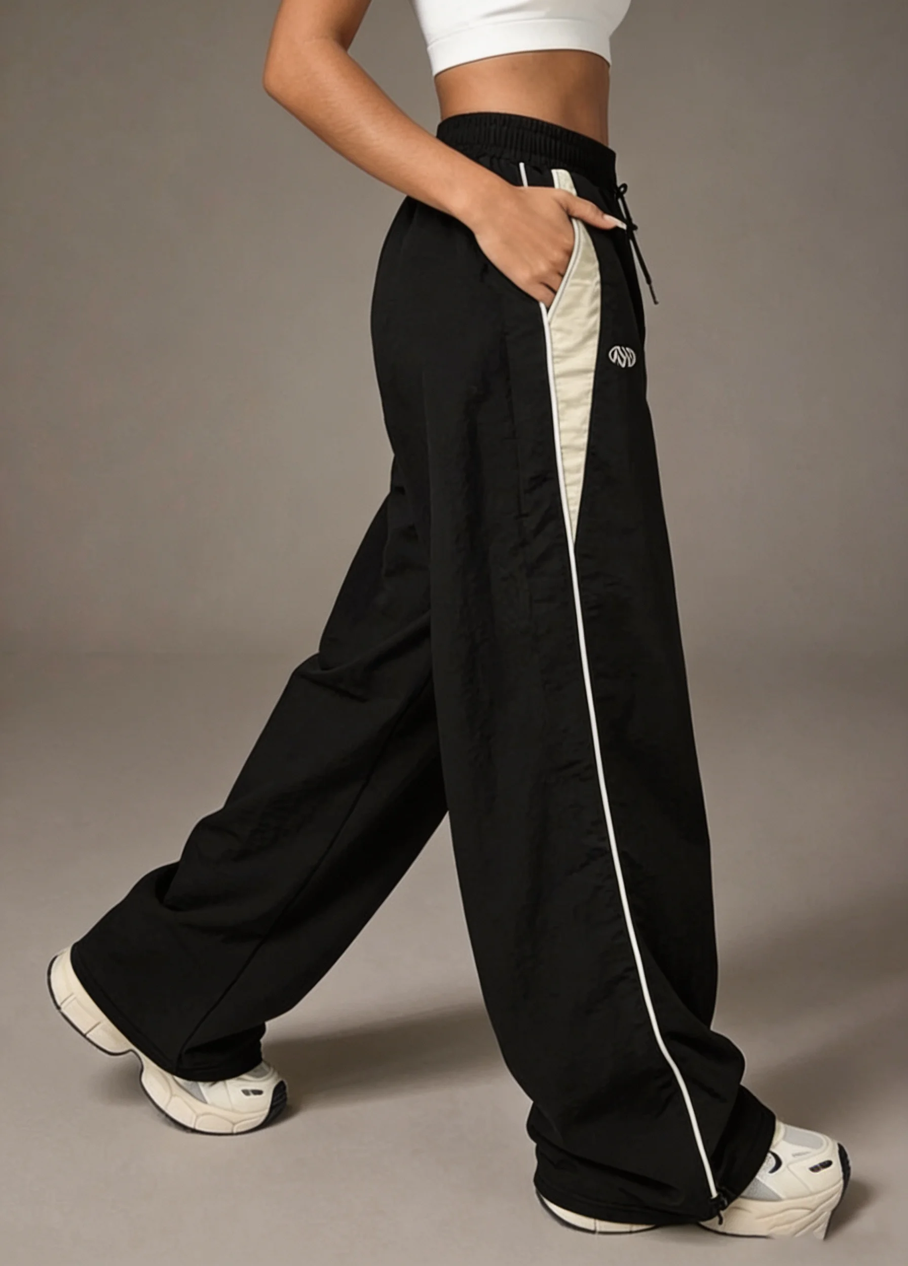 Damen Casual Weite Cargo-Hose mit Kordelzug, Einfarbig, Streetwear, Elastische Taille, Jogginghose, Lose Hip-Hop-Baggy-Hose – Detail 6