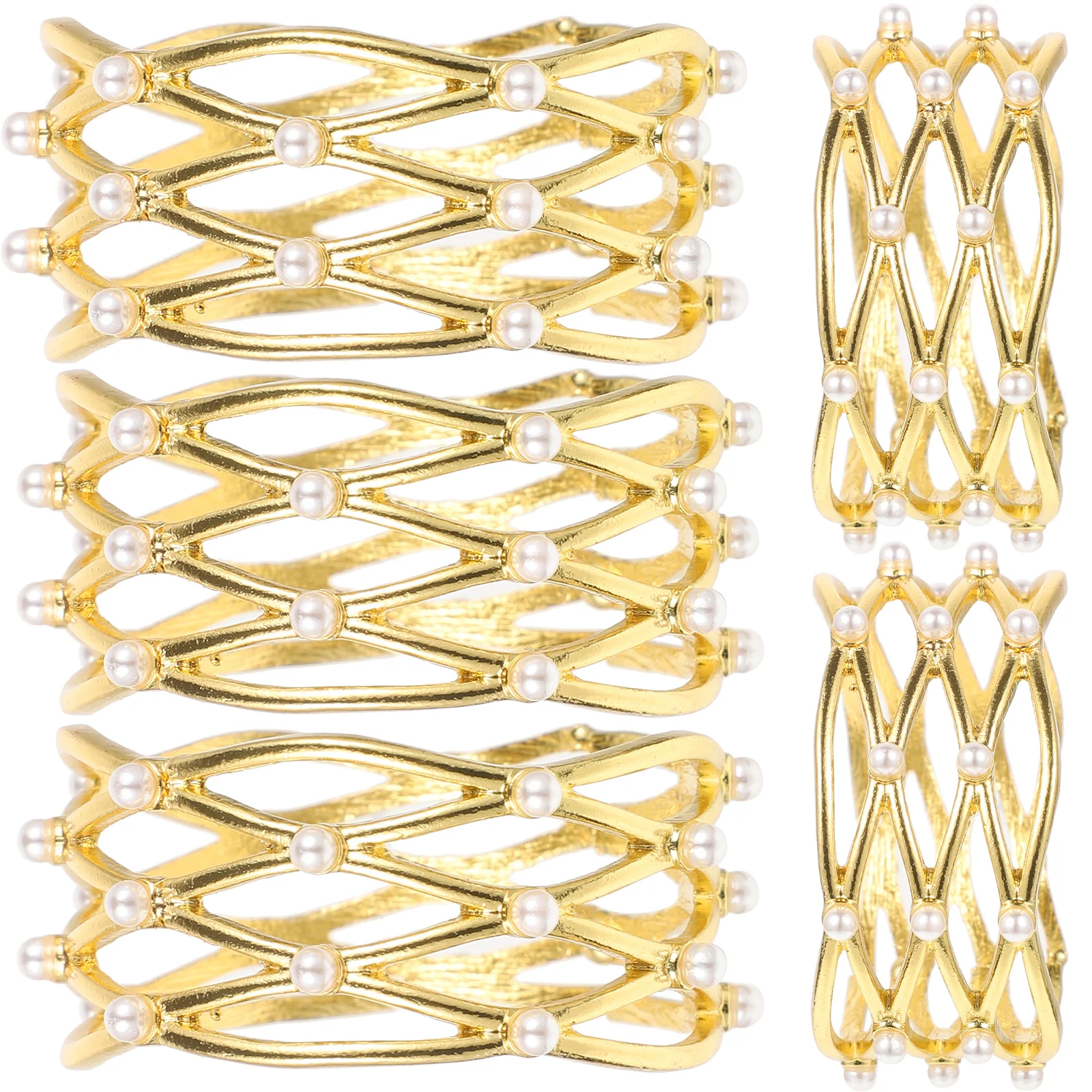 

6pcs Metal Napkin Buckles Pearl Decorative Rings For Wedding Party Table Banquet Alloy Serviette Holders Creative
