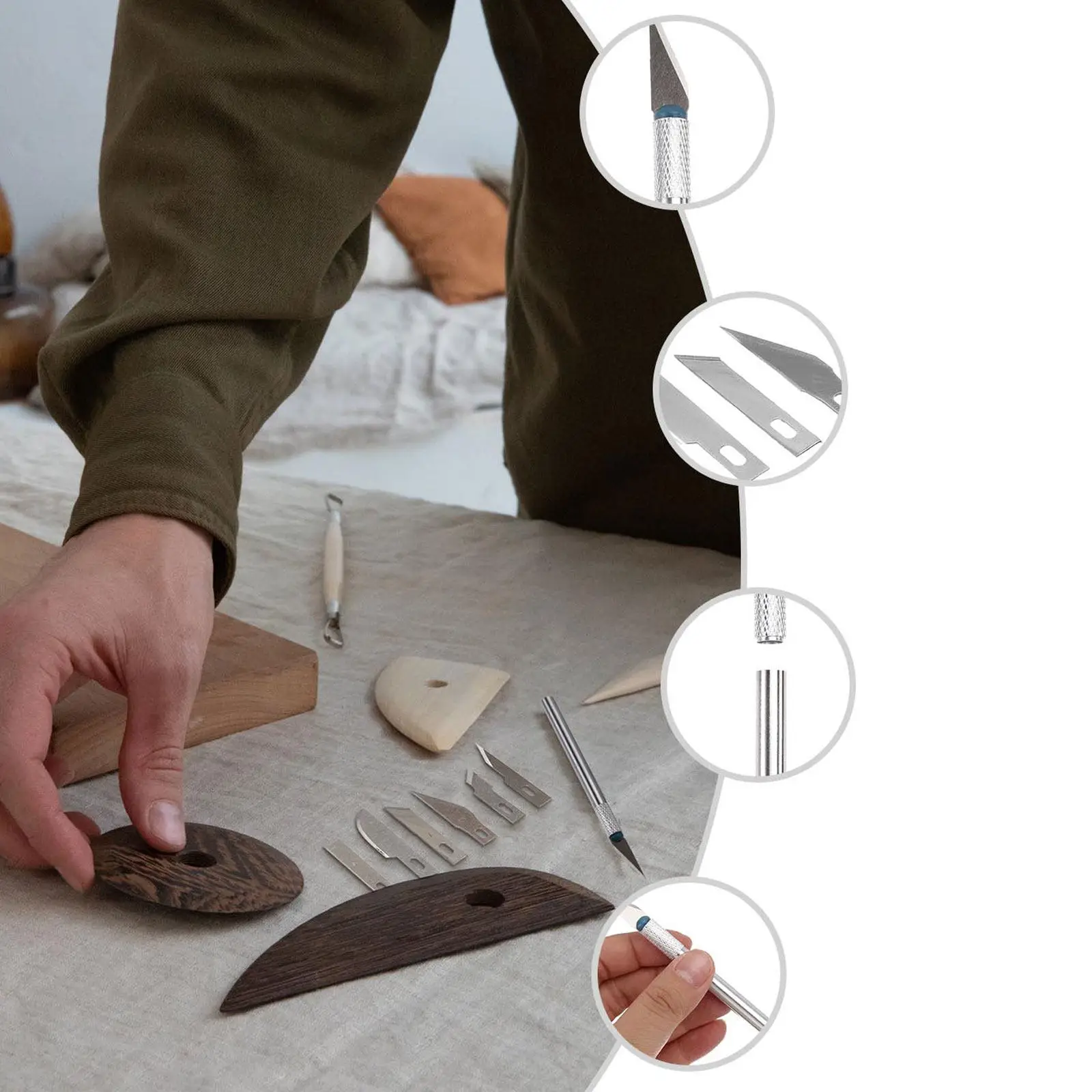 

Набор из 3 резцов для резьбы: премиальные ручки из алюминиевого сплава, лезвия из нержавеющей стали, многофункциональные инструменты для хобби, резьбы по дереву и бумаге