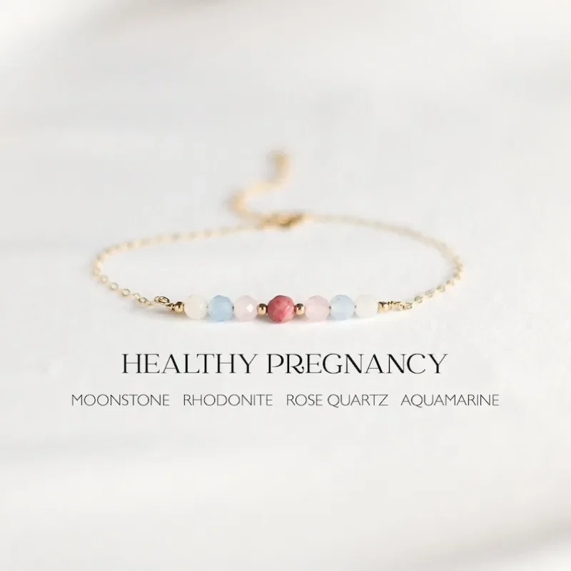 Healthy Pregnancy Crystal bracelet | Pregnancy support, fertility, gift for Mom, rose quartz, aquamarine, moonstone