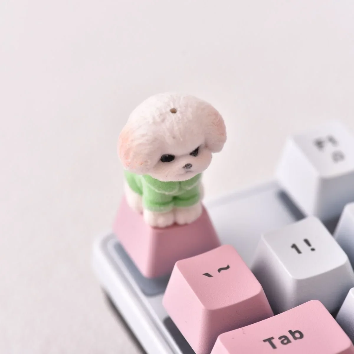 New Plucked Teddy Dog Keycaps DIY Handmade Customized Cross Axis Mechanical Keyboard  Keycaps Personalized Creative Keycaps