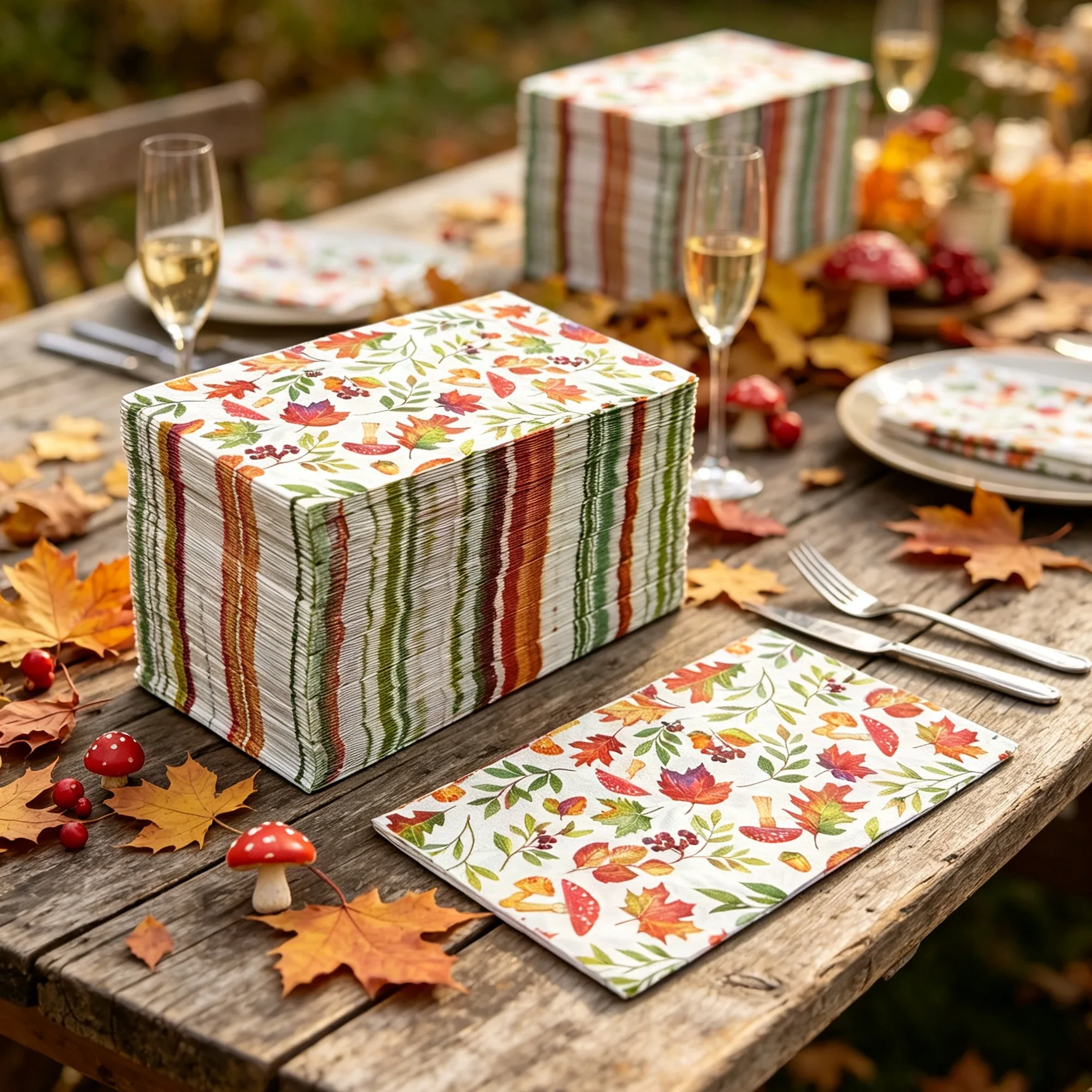 20PCS Autumn Maple Leaf Disposable Napkins Thanksgiving Halloween Harvest Party Printed Paper Napkins Table Decor Supplies