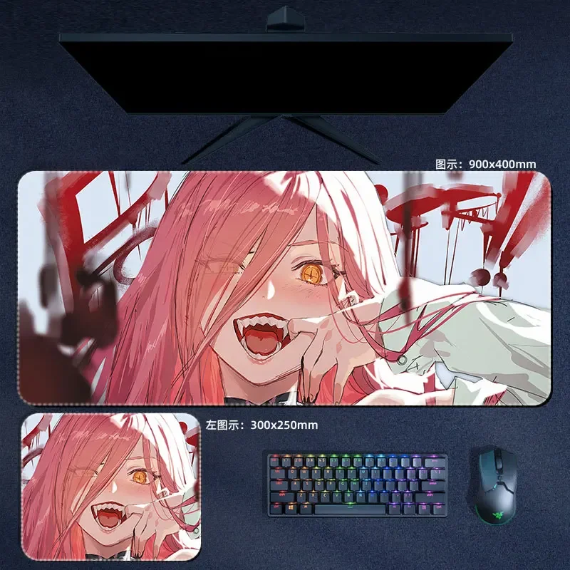 Imagem -04 - Grande Anime Chainsaw Demon Mouse Pad Makima Poder Aki Denji Computador Laptop Gamer pc Jogos Acessórios Desk Mats