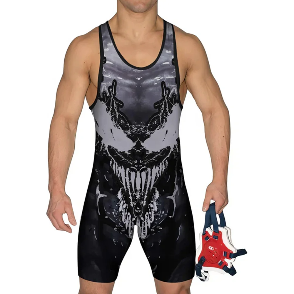 WWE Gym Breathable Sport Skinsuit Wrestling Singlets Running Weightlifting Triathlon PowerLifting Bodysuit Swimwear Marathon