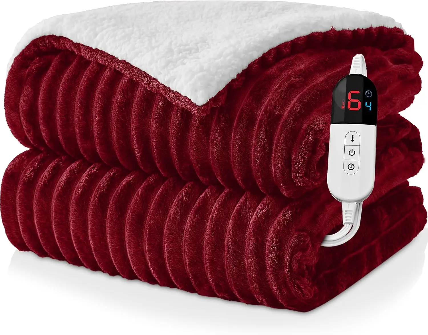 

Twin Electric Heated Blanket - 62x84 Inches, 6 Heat Levels, Auto Shutoff, Soft Flannel Sherpa, ETL Certified