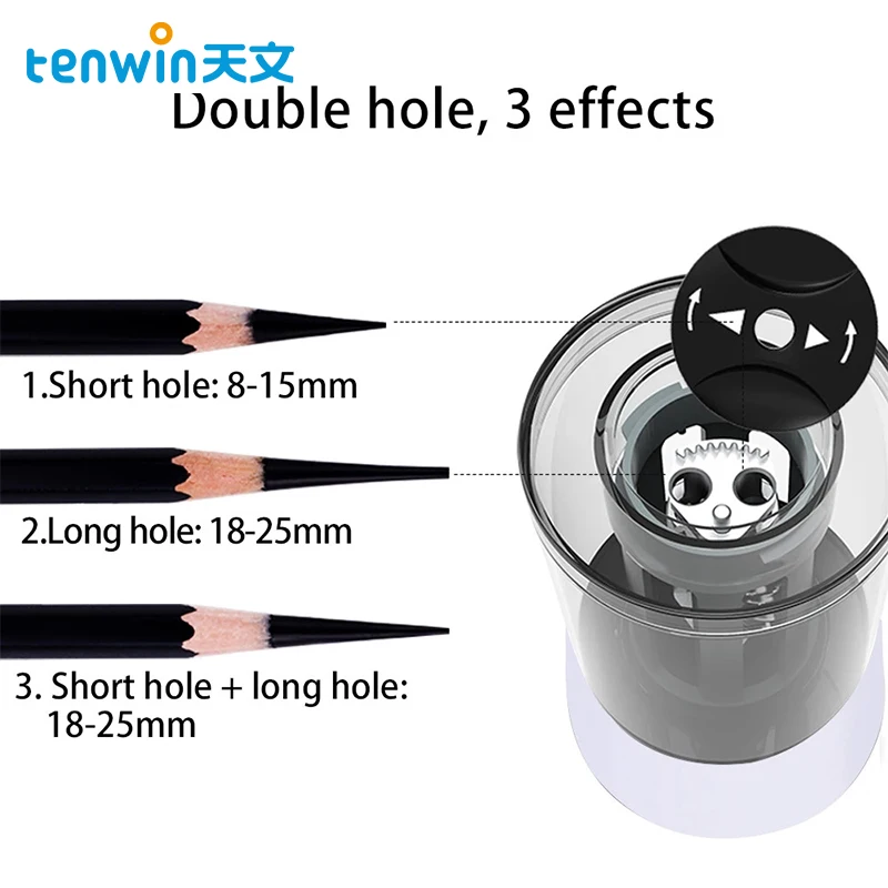 Tenwin Rautan Pensil Listrik untuk 6-8 Mm Pena Sketsa Profesional Seni Rupa Rautan Pensil Perlengkapan Kantor Alat Tulis Siswa