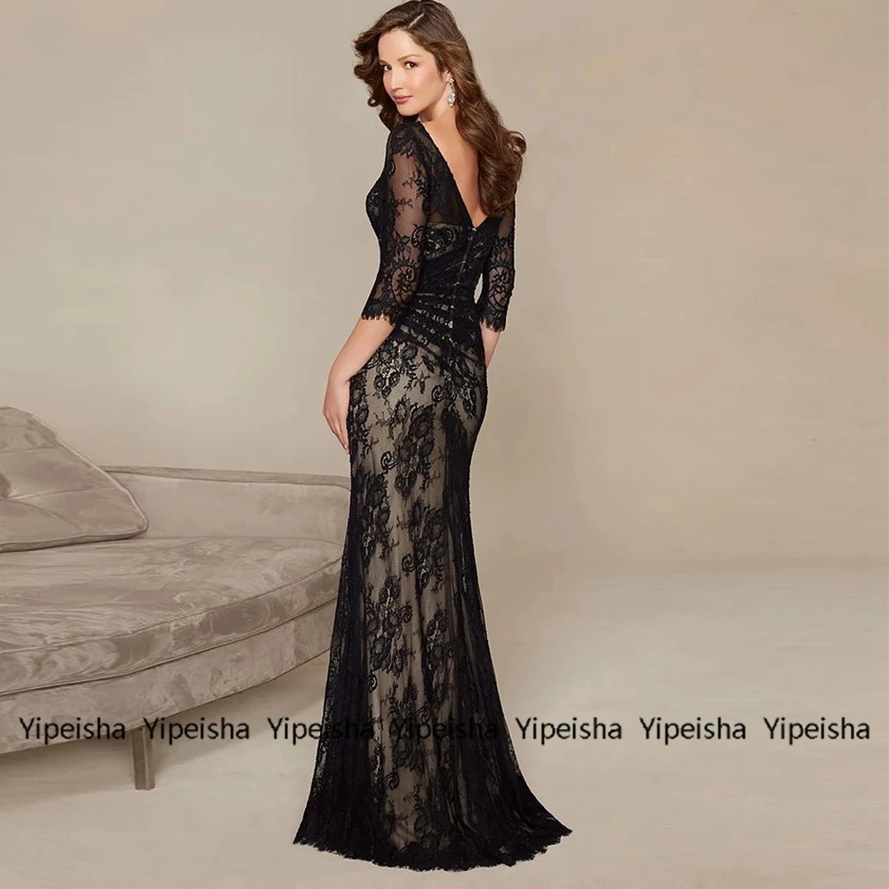 Yipeisha 3/4 manica sirena madre della sposa abiti per il matrimonio scollo a V 2022 pizzo donne vestito indietro mere Formelle Robe