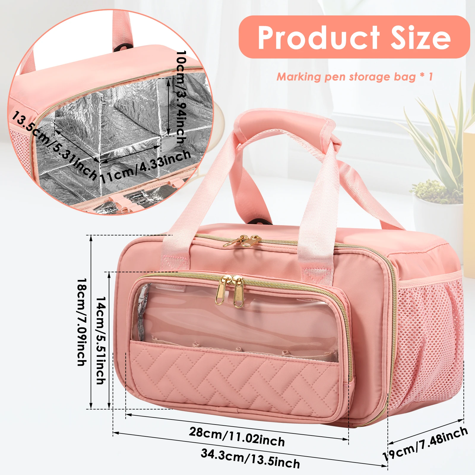 Organizer na markery, duża pojemność, torba do przechowywania artykułów plastycznych z przegródkami i łatwymi do czyszczenia wkładkami do zajęć plastycznych i malowania na zewnątrz.