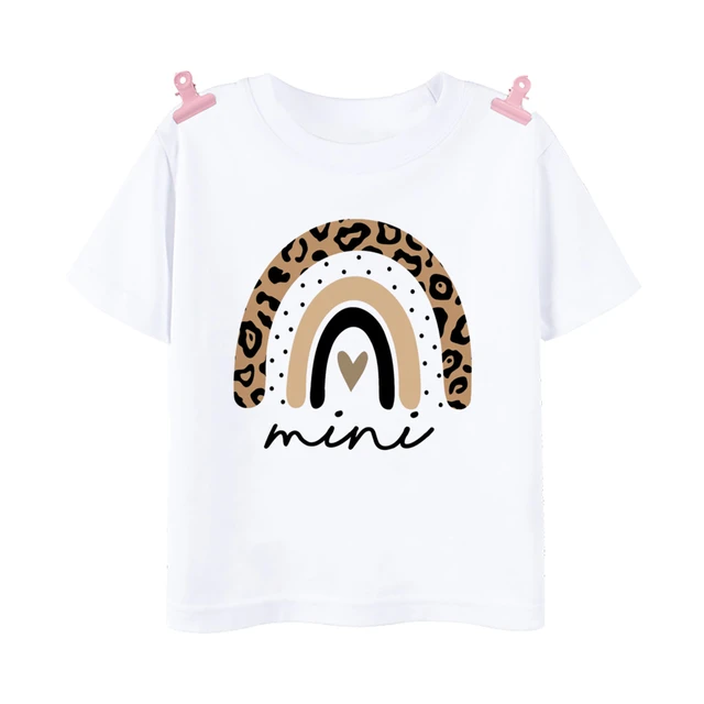 Mama Mimi Leopard Heart Print Family Matching Clothes Mother & Daughter Short Sleeve Outfit Shirt Fashion Mom Girl T-shirt Tops 4