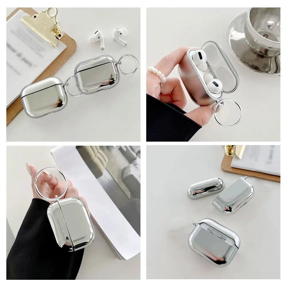 بالكهرباء حافظة سماعة الاذن من البولي يوريثان ل AirPods Pro 3 الجيل غطاء ل AirPods Pro 3 بلوتوث حقيبة سماعة الاذن الفضة مع المفاتيح #6