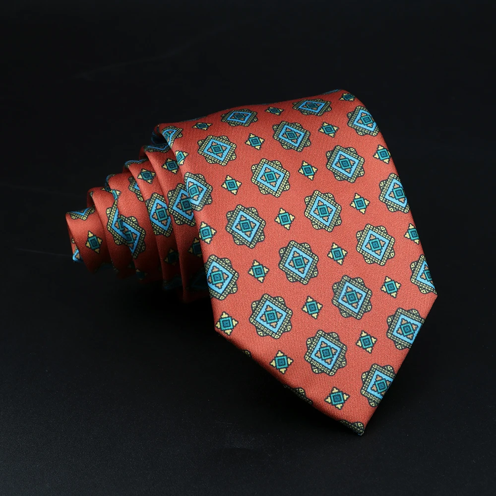 New Fashion Men\'s Soft Slik Tie 7.5cm Blue Necktie Green Orange Gravatas For Men Paisley Floral Fit Wedding Workplace Suit Shirt