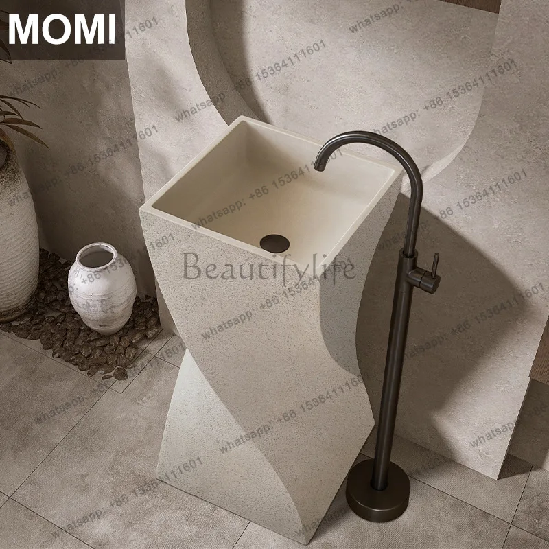 Wabi Sand Cream Wind Designer Pillar Basin Floor-to-ceiling Art Personality Creative Wash Table