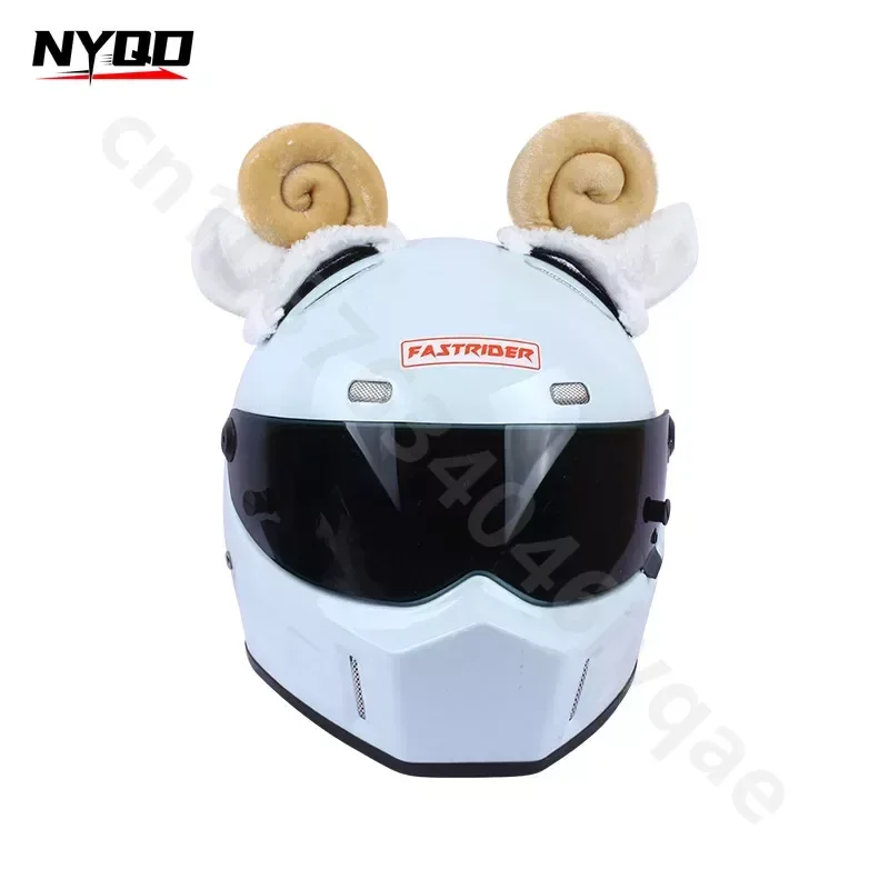 Sheep Horn Helmet Decoration Personalized Universal Motorcycle Helm Sheep Ear Decorate Cute Accesorios Para Casco De Moto