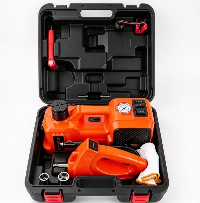 12V Electric Hydraulic Car Jack Portable Tire Inflator Pump 3 in 1 Vehicle Emergency Wheel Change Lifting Tool Kit for Auto SUV
