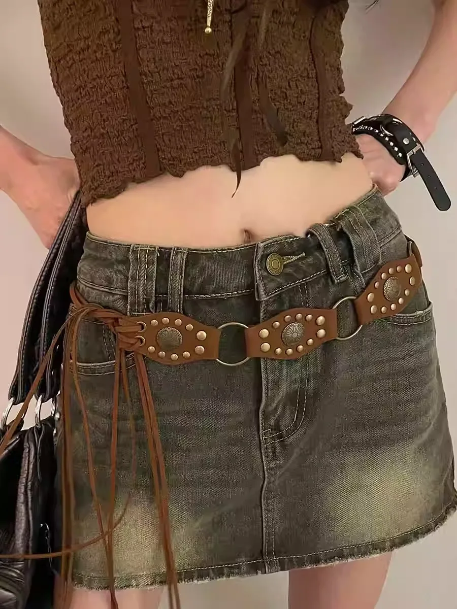 Riveted Waist Chain Women With Skirt Advanced Feeling 2024 New National Style Waist Accessories Ins Style Belt Slim Trend