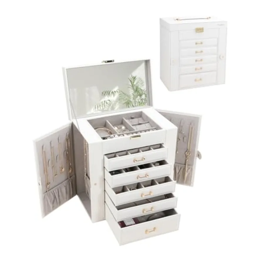

Jewelry Box for Women Large Jewelry Organizer Tary Jewelry Holder Organizers and Storage for Earring Ring Necklace Bracelets Wh