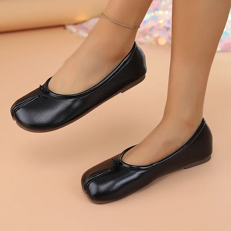 NONE ​ ​ ​ ​ 2025, Damen-Slipper aus Leder mit Zehentrenner, flach, bequem, zum Hineinschlüpfen, atmungsaktiv, Freizeitschuhe ​ 5