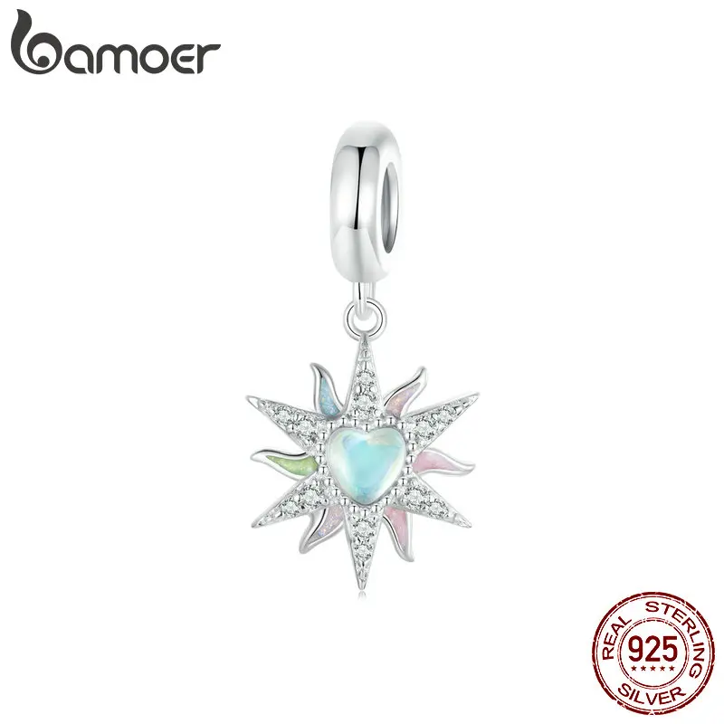 BAMOER 925 Sterling Silver Colorful Sunshine Dangle Charms for Charm Bracelets and Necklaces, Valentine's Day Jewelry Gifts