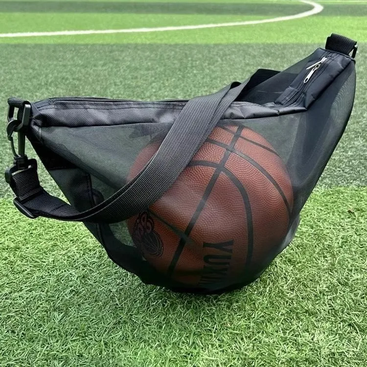 กระเป๋าตาข่ายลูกบอลความจุขนาดใหญ่แบบพกพาไหล่เดี่ยวกระเป๋าสะพายข้างกระเป๋าสะพายข้างกีฬามัลติฟังก์ชั่นกระเป๋าตาข่ายบาสเก็ตบอล