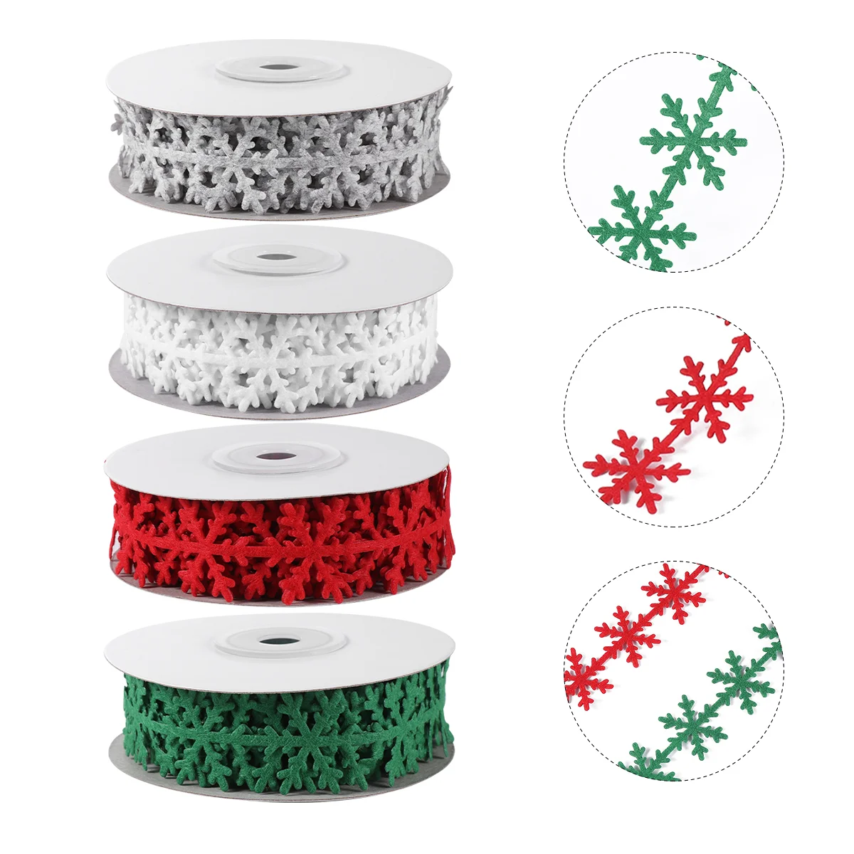 4 Rolls Christmas Snowflakes DIY for Ribbon Festival Garland Wrapping Riband Gifts Stocking Stuffers Packing Sewing Lace