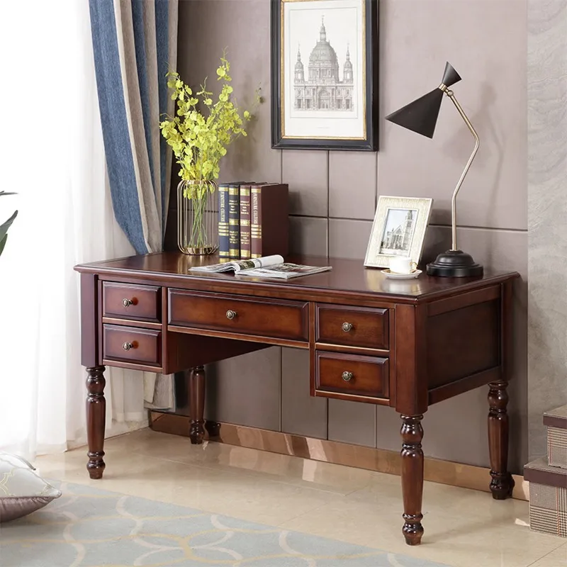 

American desk all solid wood European study furniture desk computer desk modern simple home reading