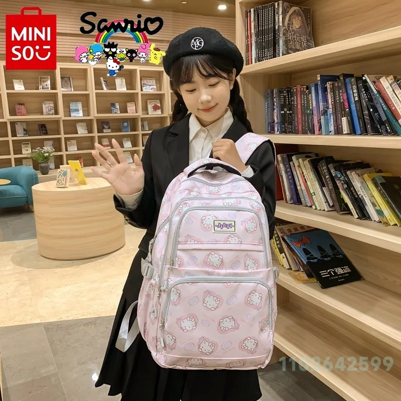 Imagem -03 - Miniso Sanrio Mochila Feminina de Nylon para Estudante Bolsa de Viagem de Grande Capacidade Bolsa Casual Cartoon de Alta Qualidade Nova Moda